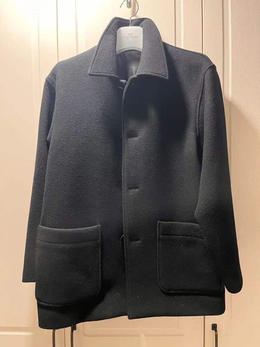 (2) Steady Every Wear ウール ハーフ コート (ブラック)