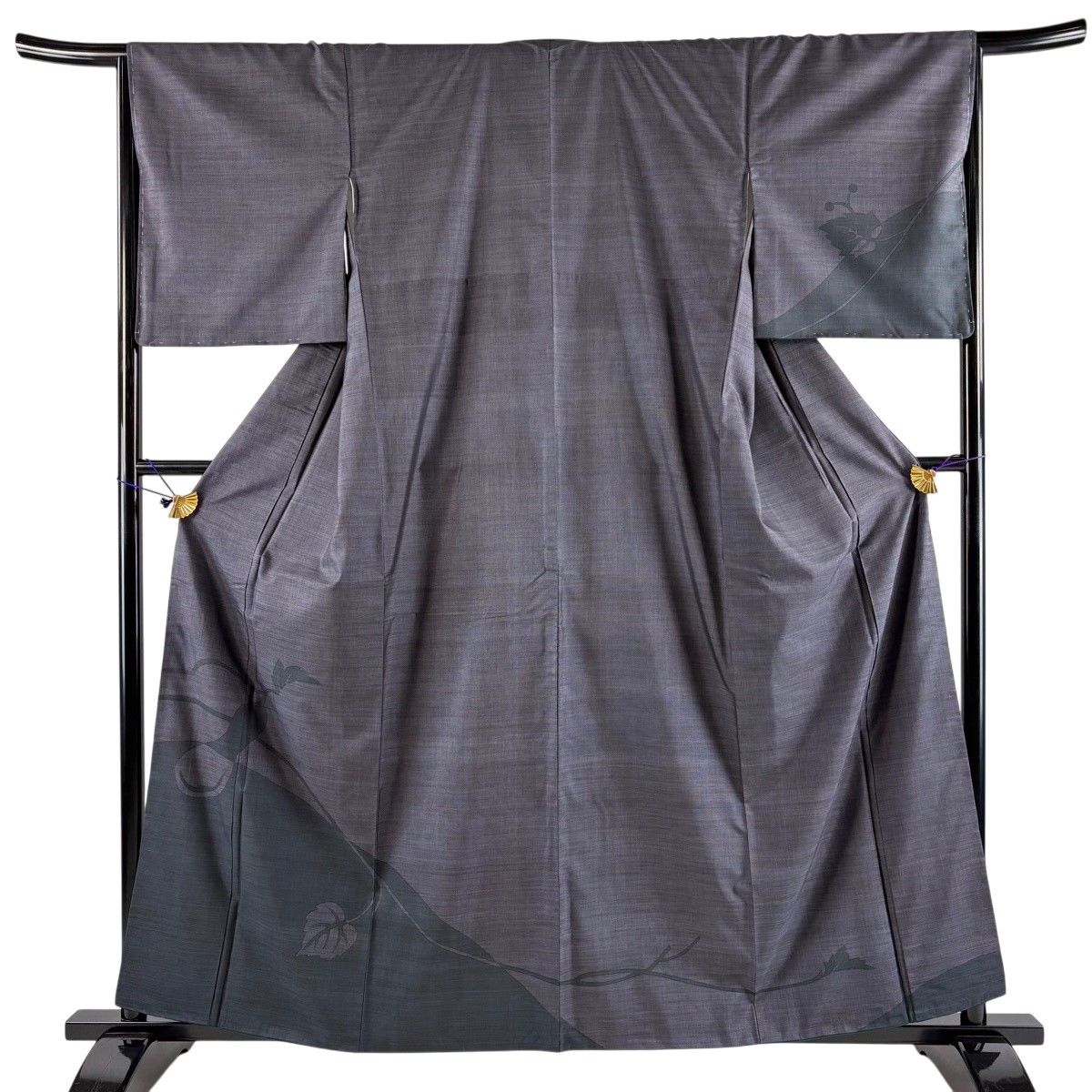 【美品】 付下げ 身丈159.5cm 裄丈66.5cm M 袷 紬地 瓢箪 灰紫 正絹 秀品 【中古】