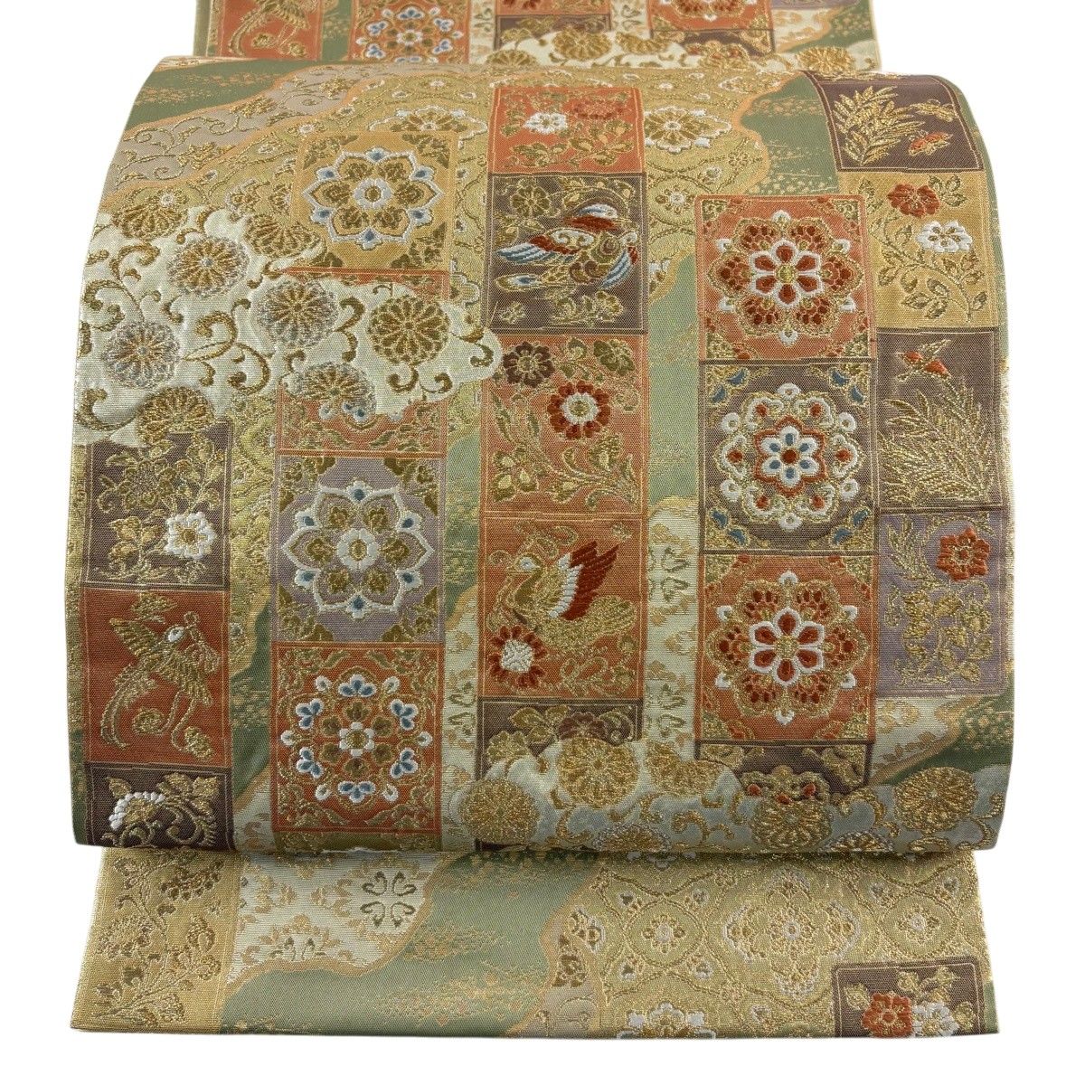【美品】 袋帯 秀品 道長取 華文 金銀糸 箔 金色 六通 正絹 【中古】