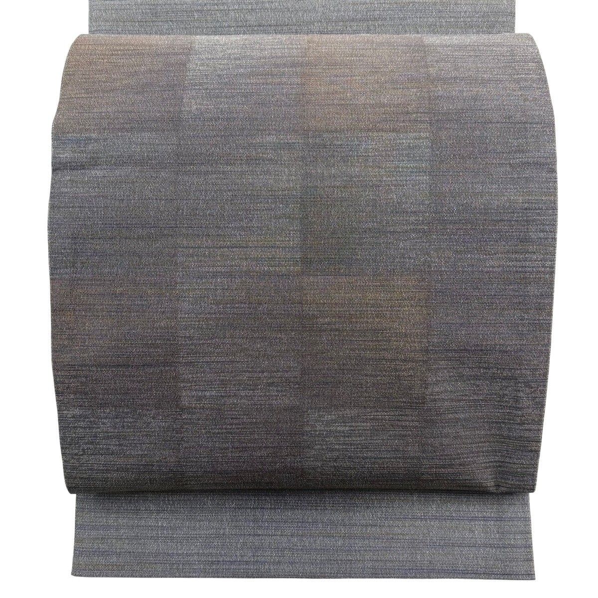 【美品】 袋帯 秀品 市松 箔 灰色 お太鼓柄 正絹 【中古】