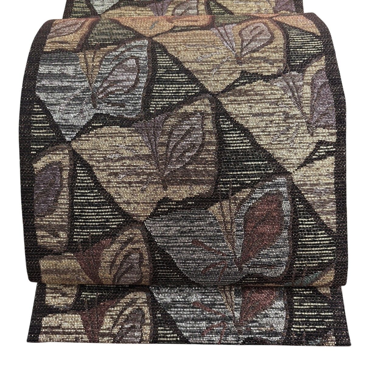 【美品】 袋帯 秀品 蝶 箔 焦茶色 六通 正絹 【中古】