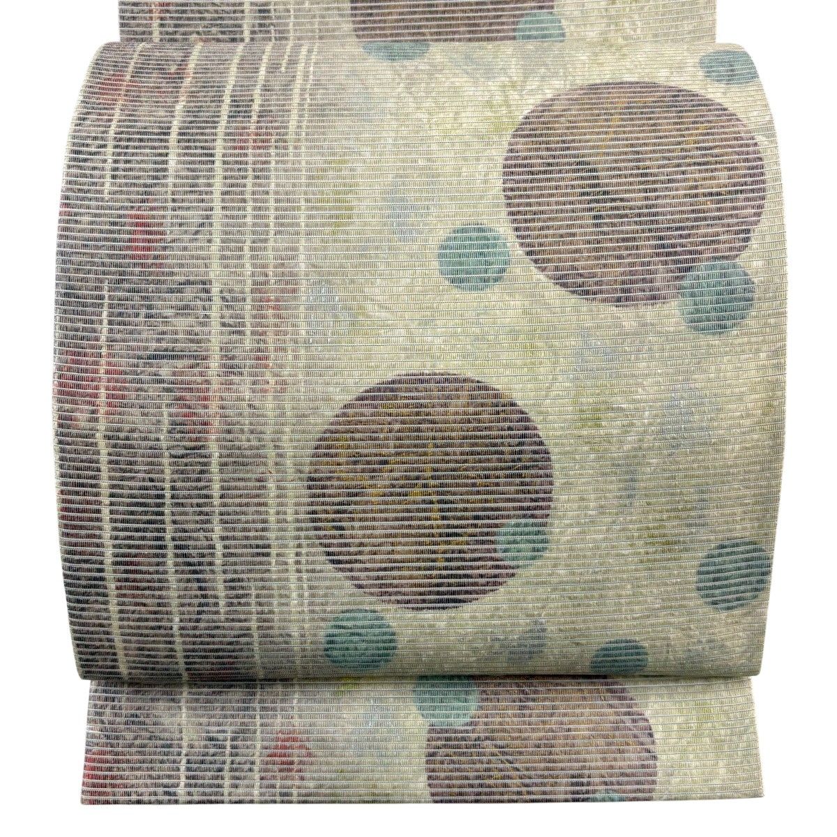 【美品】 袋帯 秀品 丸文 金銀彩 薄緑 六通 正絹 【中古】