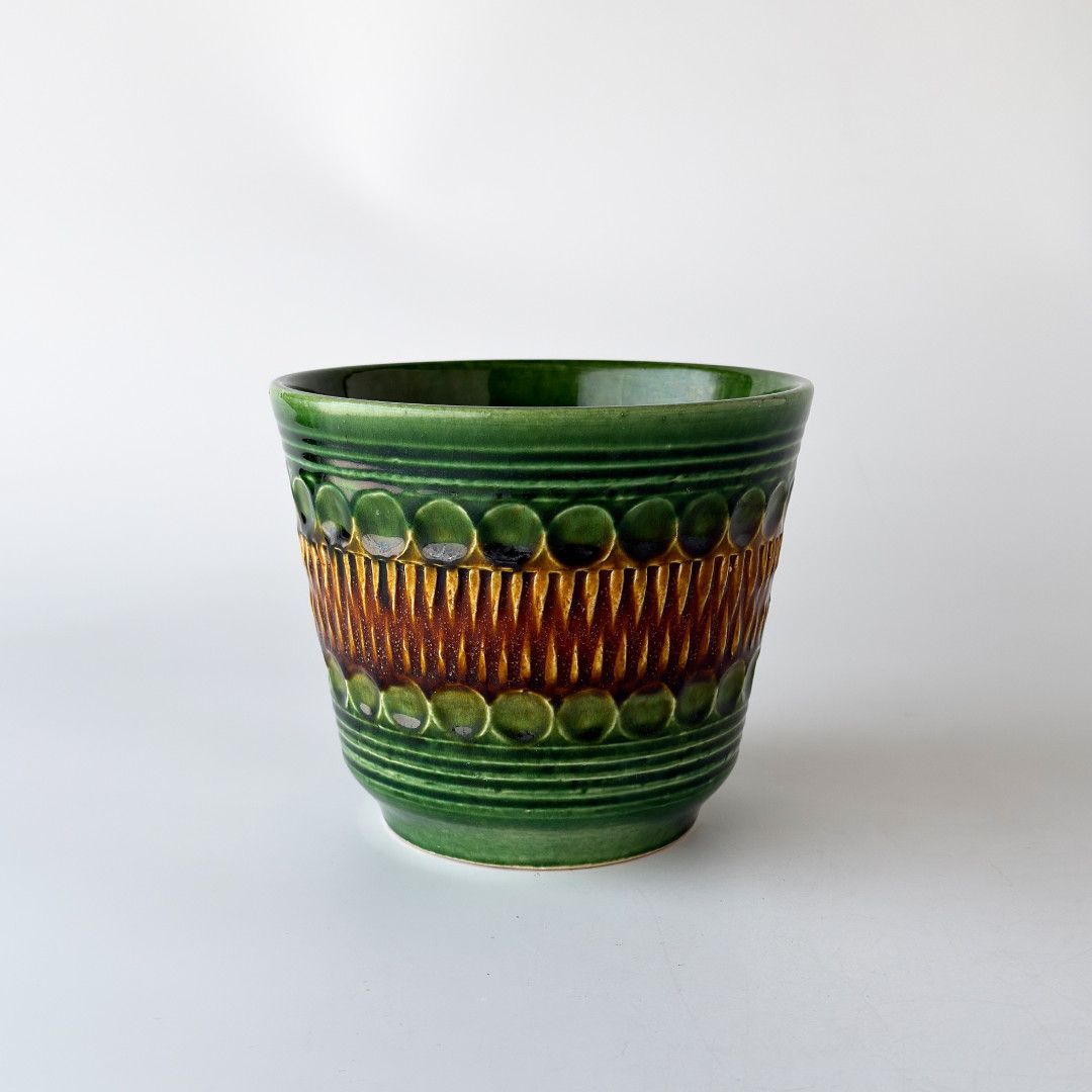 西ドイツ German Art Pottery ヴィンテージ フラワーポット BAy KERAMIK 鉢カバー 植木鉢 陶器 アートポタリー 雑貨 オブジェ 90373