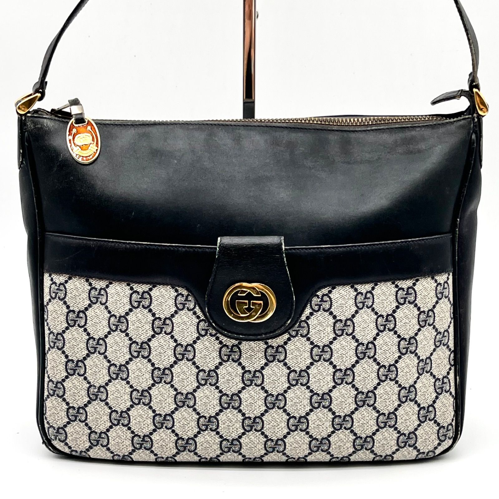 GUCCI グッチ インターロッキングロゴ GGスプリーム×レザー ショルダー