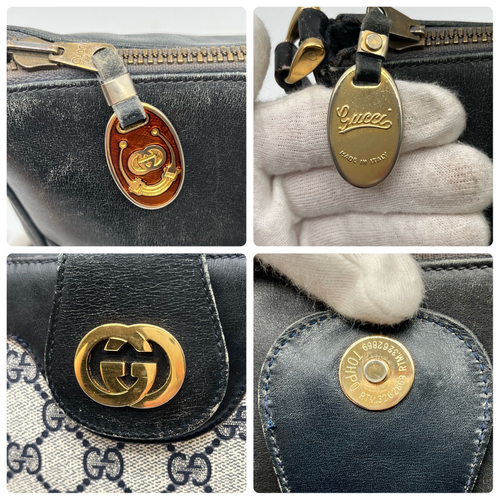 GUCCI グッチ インターロッキングロゴ GGスプリーム×レザー ショルダー
