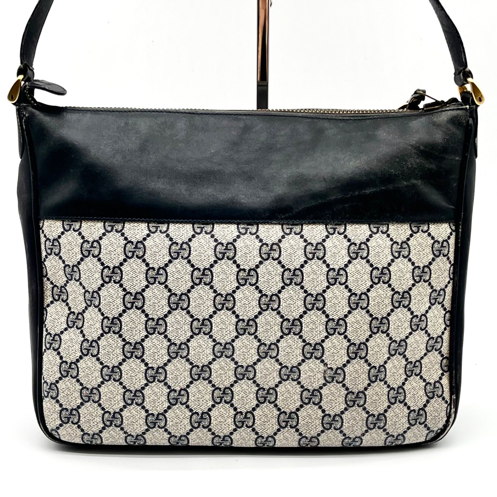 GUCCI グッチ インターロッキングロゴ GGスプリーム×レザー ショルダー