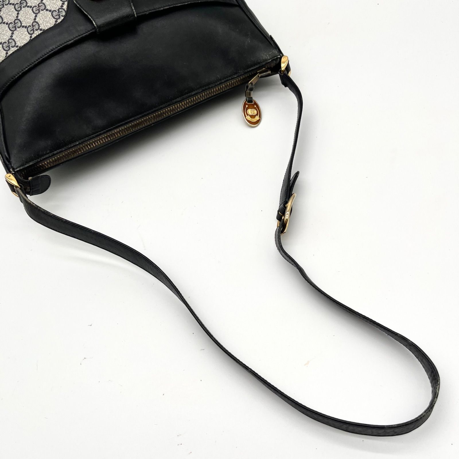 GUCCI グッチ インターロッキングロゴ GGスプリーム×レザー ショルダー
