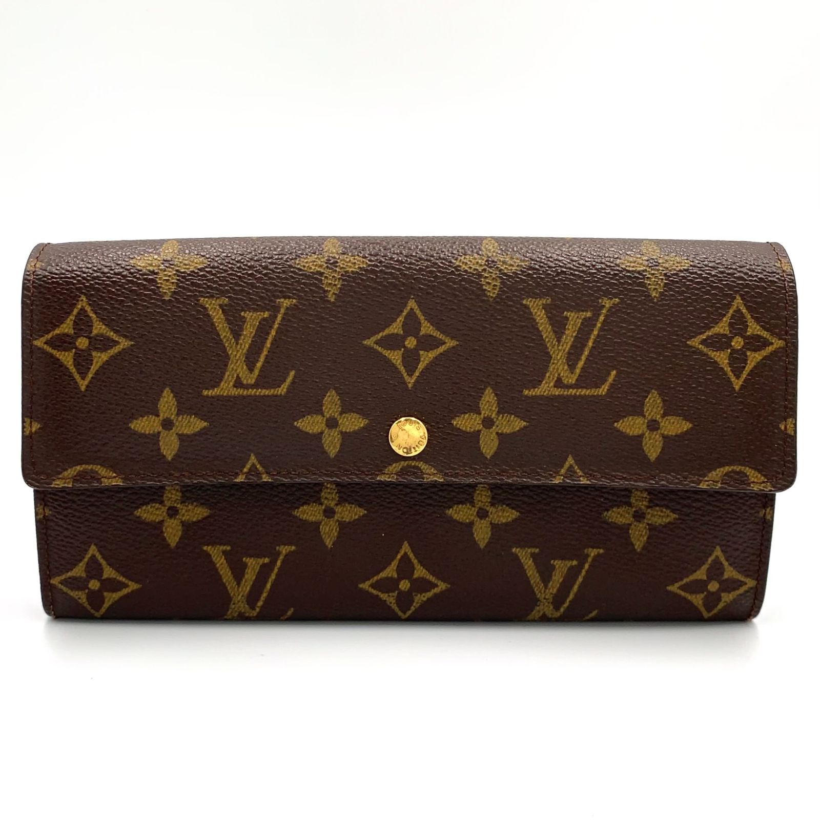 【新着】LOUIS VUITTON ポシェット ポルト モネ クレディ モノグラム モノグラム レザー、PVC ブラウン 二つ折り長財布 ゴールド M61726