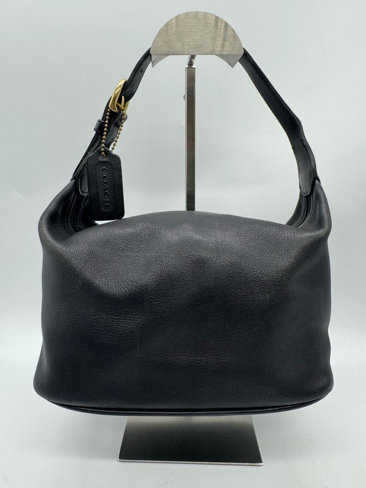 【良品】COACH コーチ グローブレザー USA製 オールドコーチ ハンドバッグ ブラック P1599