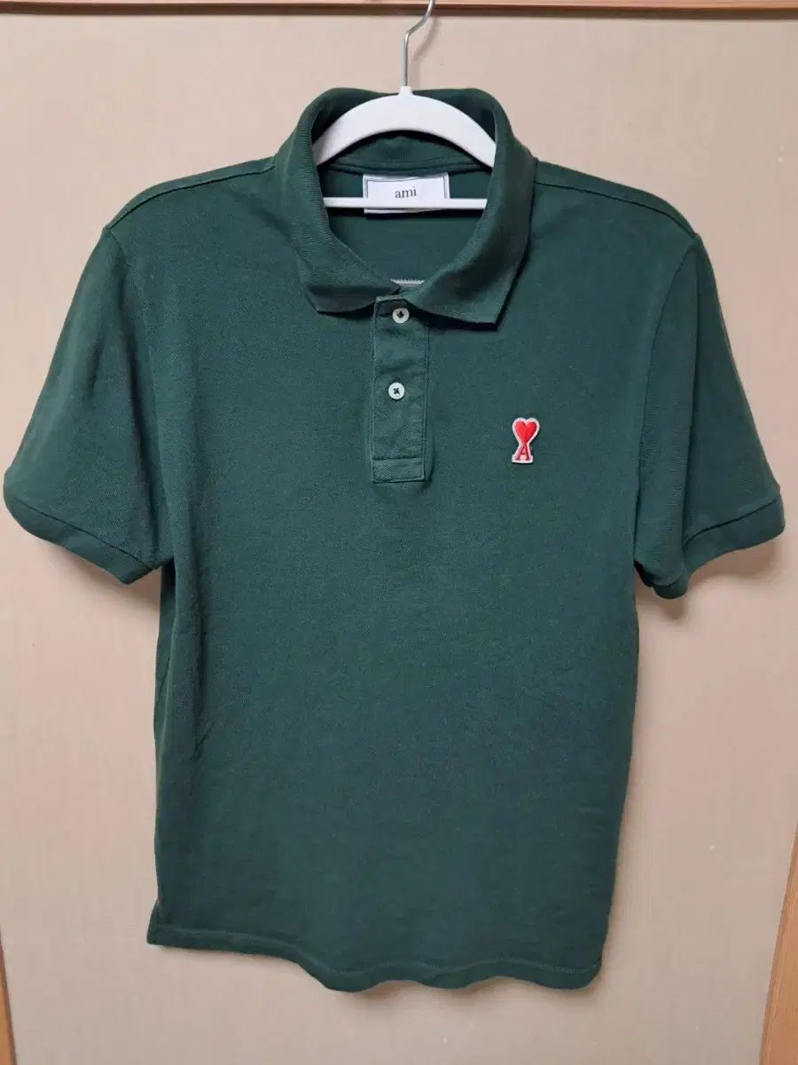 アミ ハート ロゴ カラーTシャツ グリーン M(95)