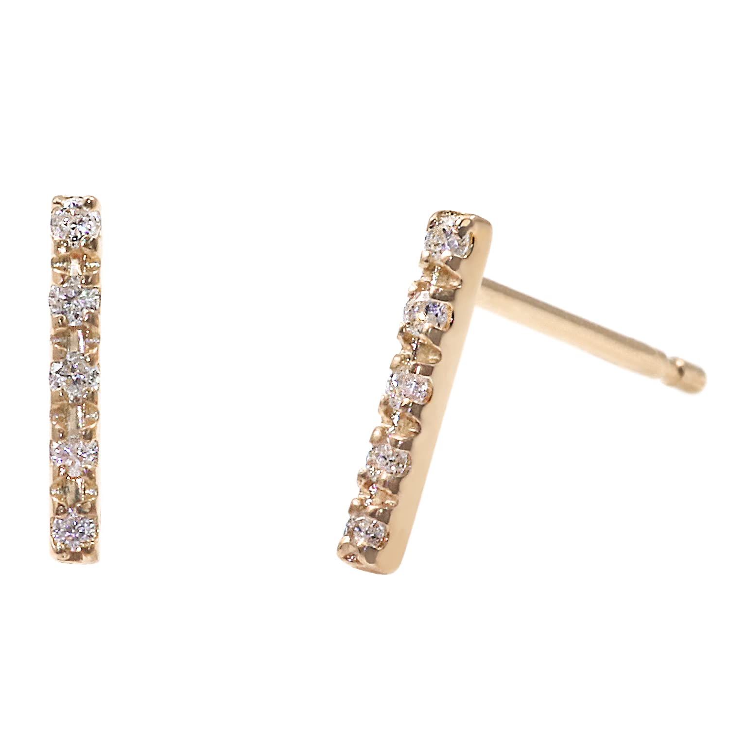 ［Barzaz(バルザス)］ ピアス ダイヤモンド 18金 ピンクゴールド バー 小さめ 18K K18 レディース