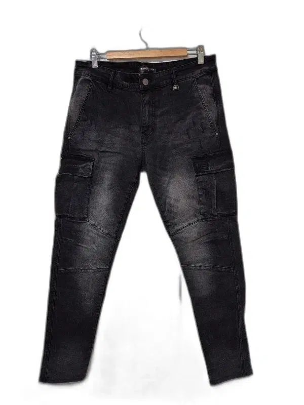 ハイパーデニム 正規品 ダブルニーパンツ メンズ ストレッチ 男性用 デニム ブラックデニムジーン 34