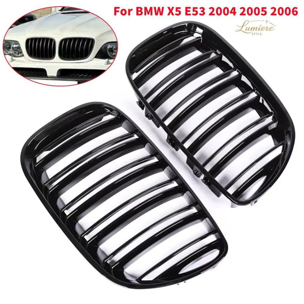 BMW X5 E53 2004-2006 フロントフード キドニーバンパー レーシンググリル メッシュ ダブルスラットスタイルグリル