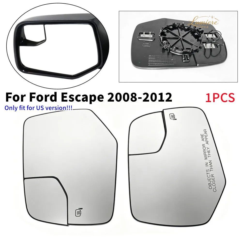 US FORD ESCAPE 2008-2012 1個 外側サイドウィングミラーガラスレンズリフレクターレンズ 車用 ヒーター付き