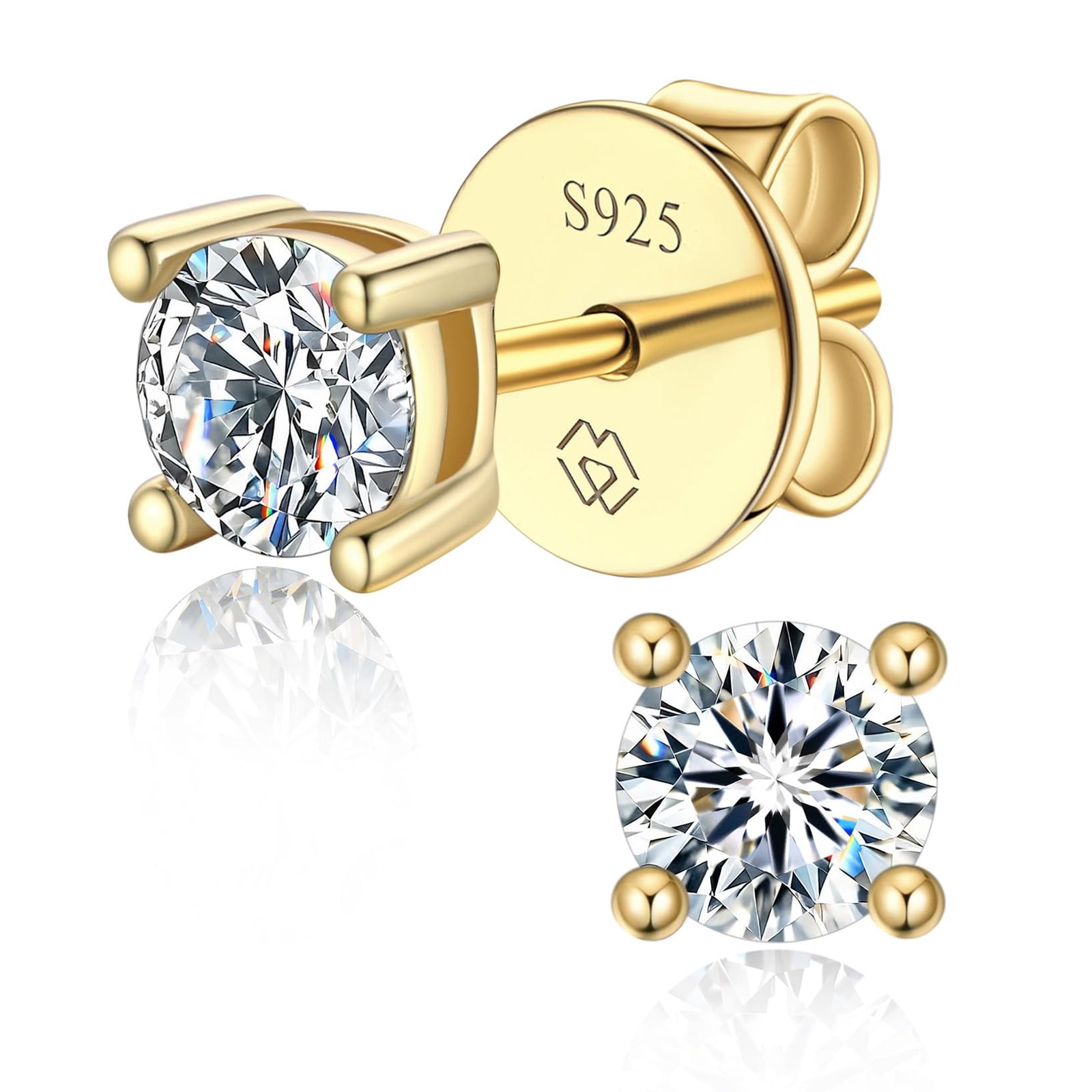MomentWish モアサナイト ピアス 18金 金属アレルギー対応 ピアス レディース メンズ 2カラット Dカラー VVS1 人工ダイヤモンド 6.5mm 人気 誕生日プレゼント