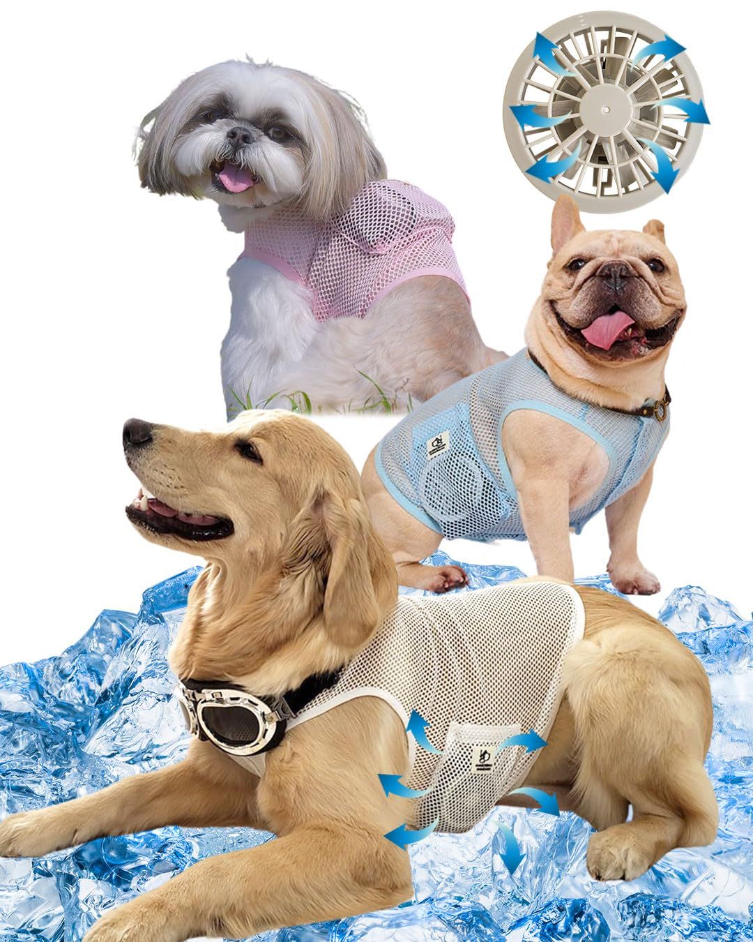 【着るエアコン】ペット用 空調服 犬 猫 ファン付き クールウェア 冷却服 夏対策 熱中症対策 ペット服 [ポケットタイプピンク/L]