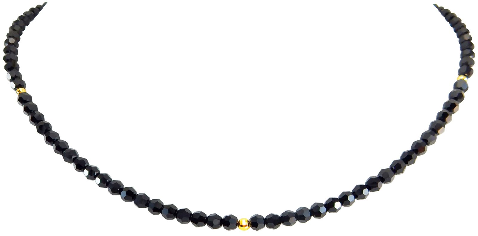 [ROYAL JEWELRY] ロイヤルジュエリー 4mm 18K K18 １８金 ブラックダイヤモンドカラー クリスタル ネックレス (イエローゴールド, 39)