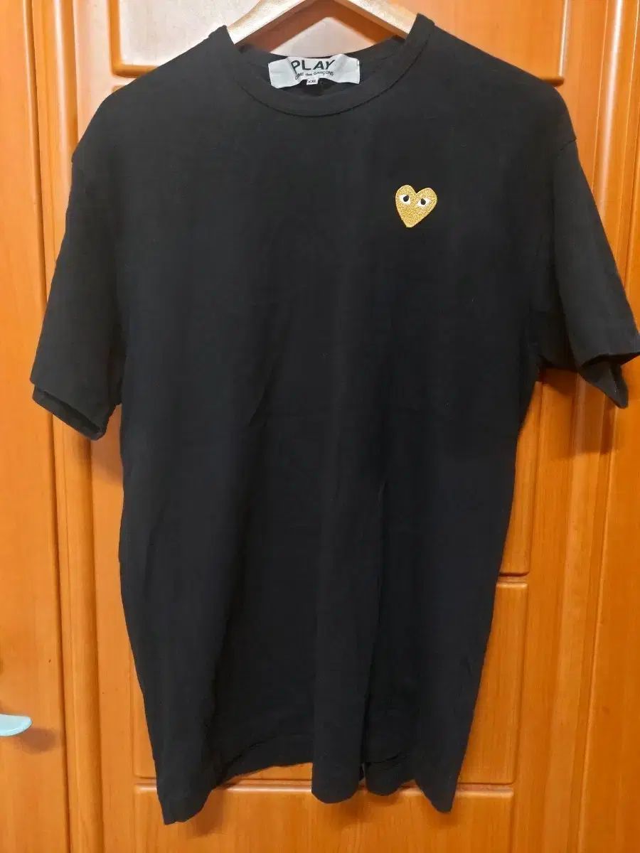 コム・デ・ギャルソン GOLDワッペン ハート 半袖Tシャツ ブラック スリム XXL