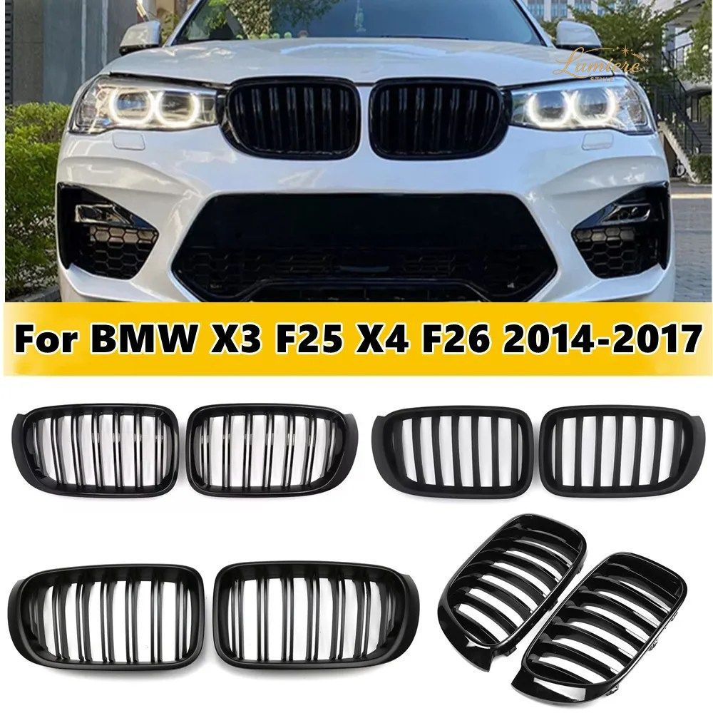 BMW X3 F25 X4 F26 2014-2017 フロントフード キドニーバンパー レーシンググリル メッシュ ダブル シングル スラット スタイル グリル カ