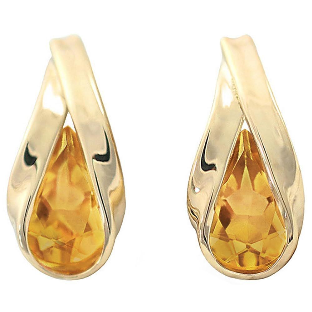 ［Barzaz(バルザス)］ シトリン ピアス 天然石 18金 イエローゴールド 18K K18 雫形 レディース 11月誕生石