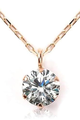 PLUSTER ダイヤモンド ネックレス 一粒 K10 ゴールド (GINGER掲載 本物 0.15ct) 金属アレルギー対応 チェーン 40cm ピンクゴールド (ギフトボ【【03】ピンクゴールド】