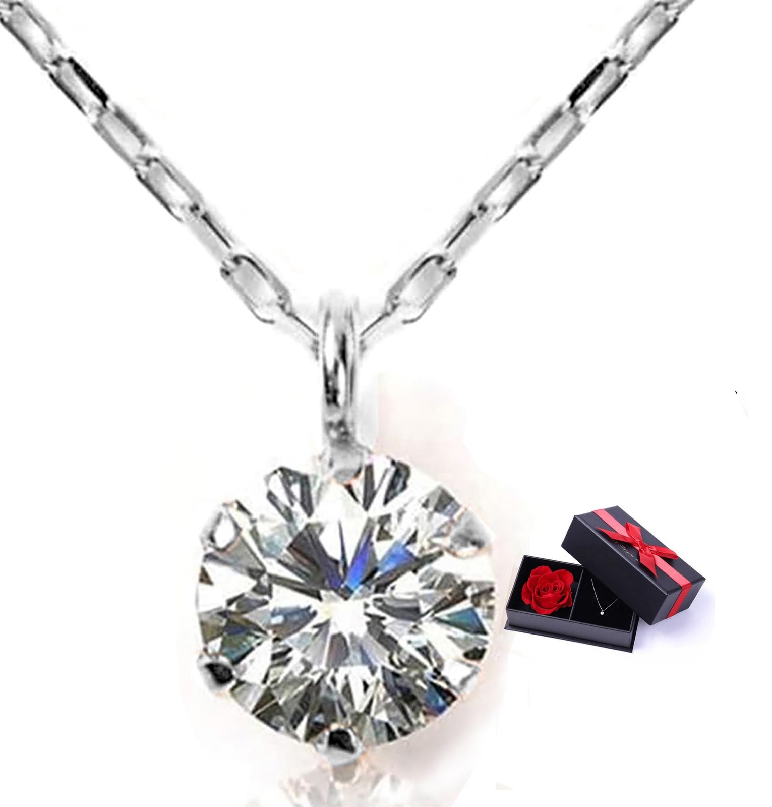 Jewelry Studio PLUSTER ダイヤモンド ネックレス K10 ゴールド 0.15ct 金属アレルギー対応 ホワイトゴールド【【08】フラワーボックスBOXセット：ホワイトゴールド】