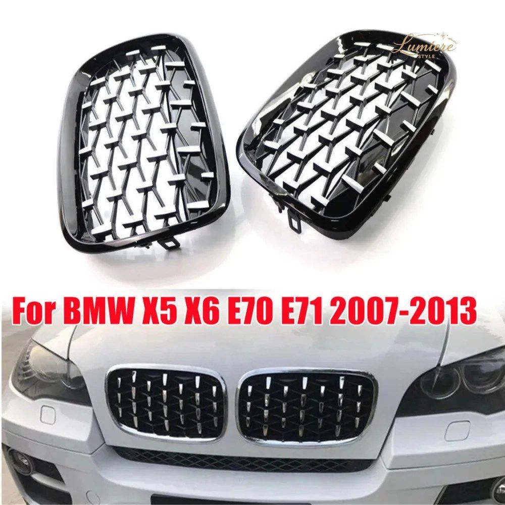 BMW X5 E70 X6 E71 2007-2013 フロントフード キドニーバンパー レーシンググリル メッシュ ダイヤモンドスタイル グリル 車