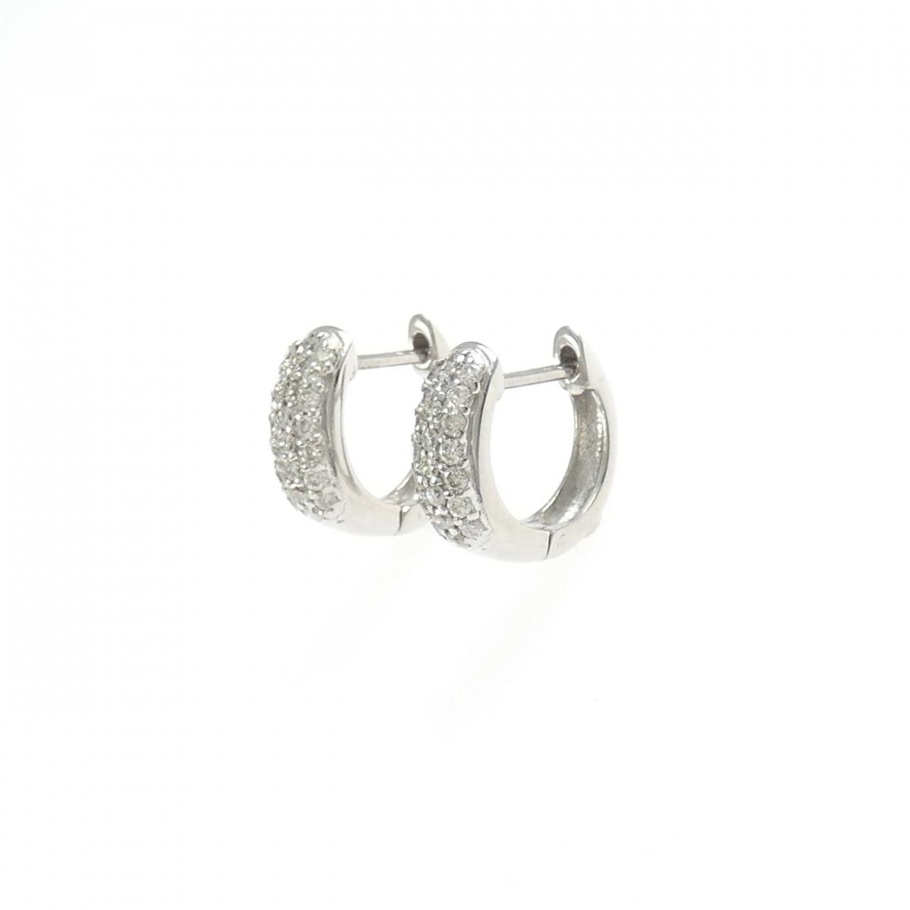 K18WG パヴェ ダイヤモンド フープ ピアス 0.30CT