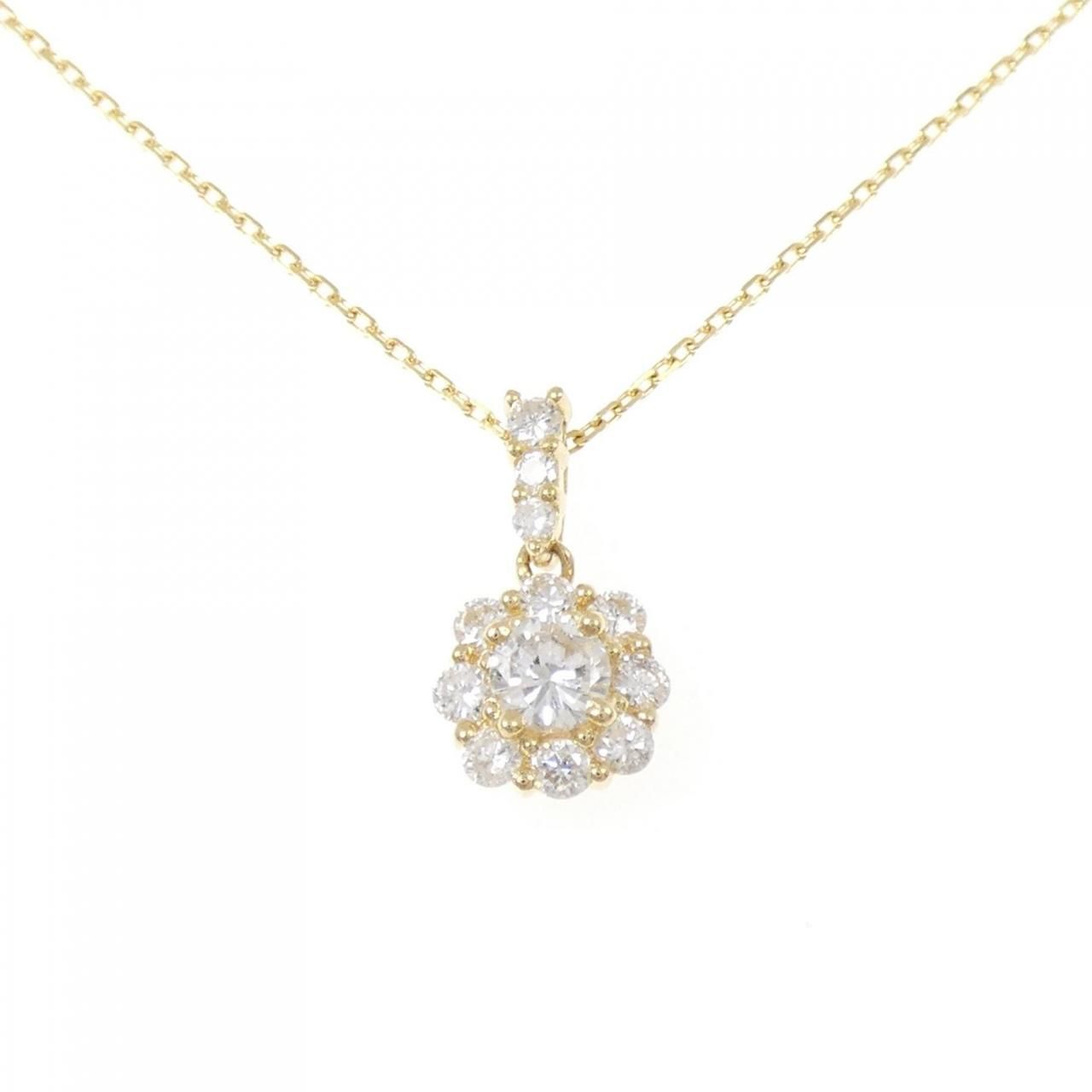 K18YG フラワー ダイヤモンド ネックレス 0.50CT