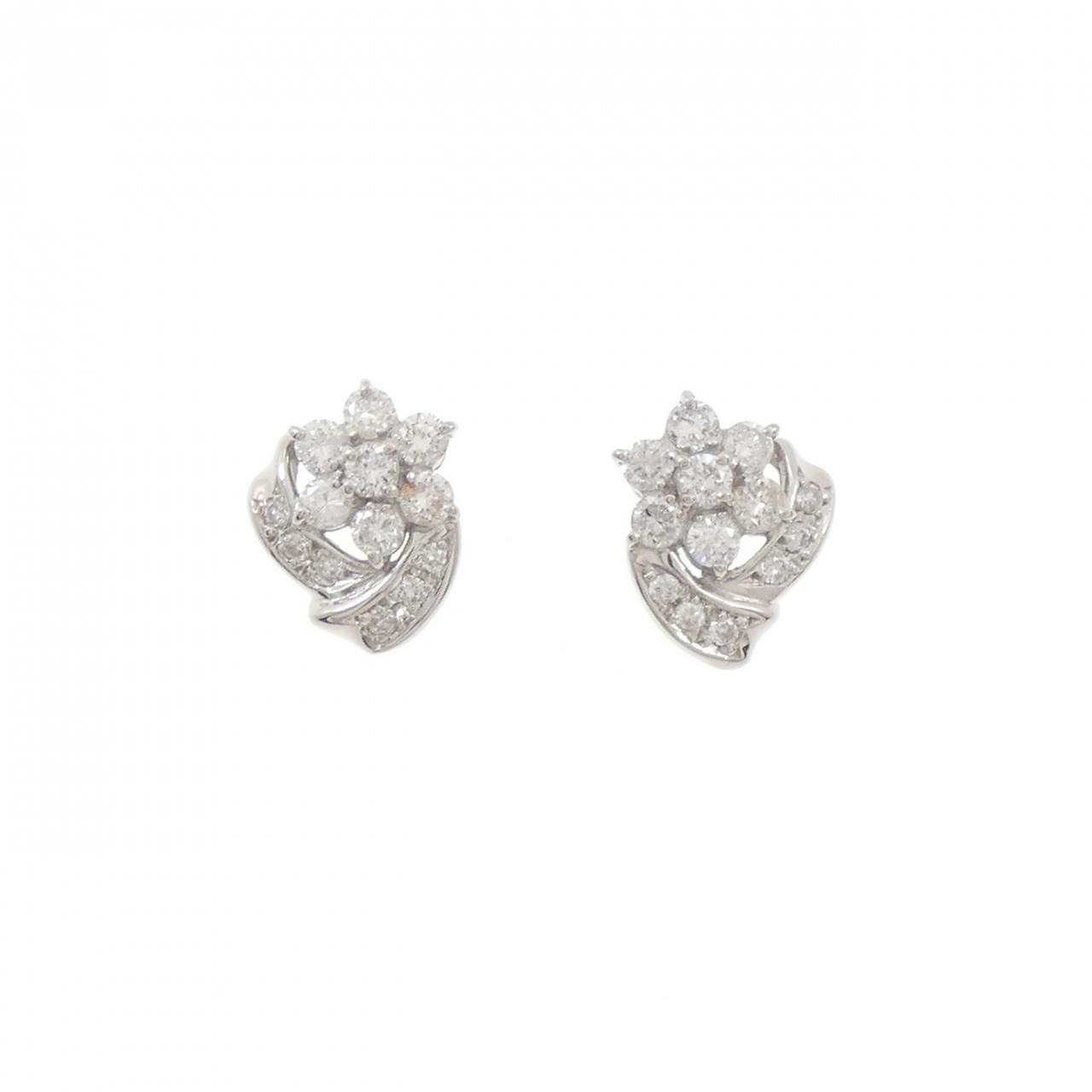 PT900 フラワー ダイヤモンド ピアス 1.00CT