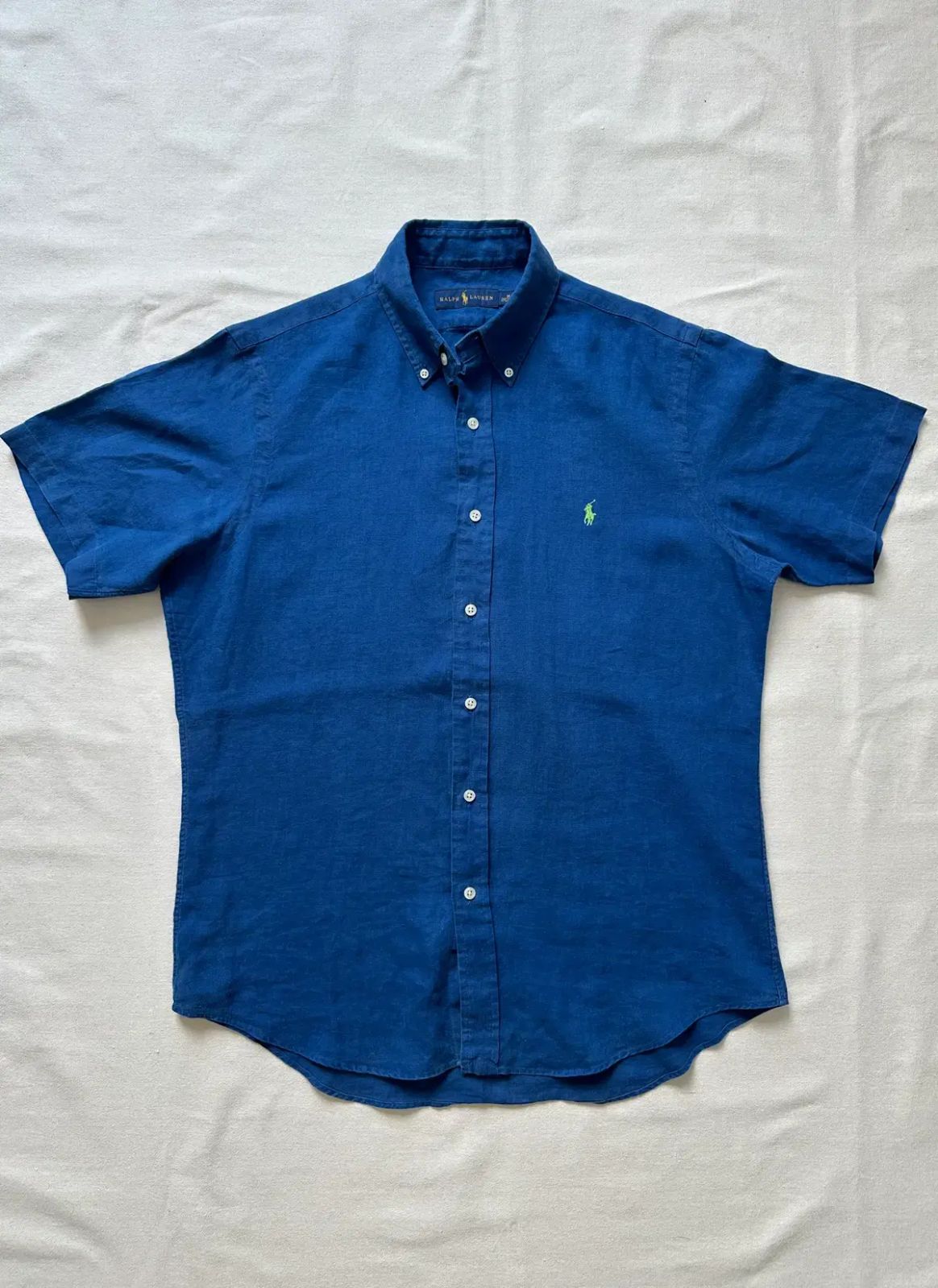 ポロ ラルフローレン Indigo Blue リネン 半袖 シャツ M