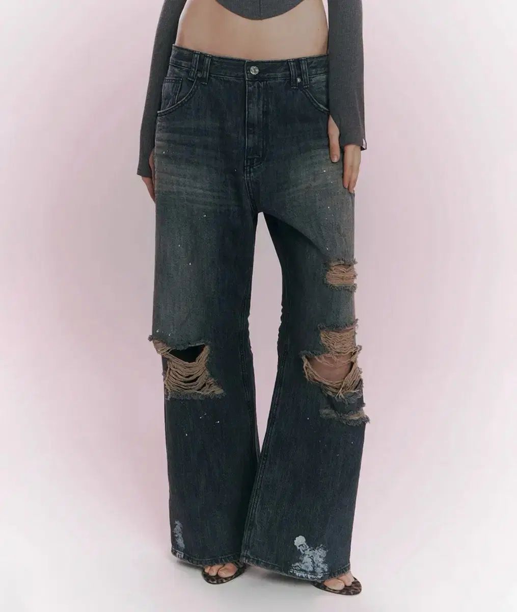 Jay Destroyed Wide Denim プリーズノーフォロー デニム