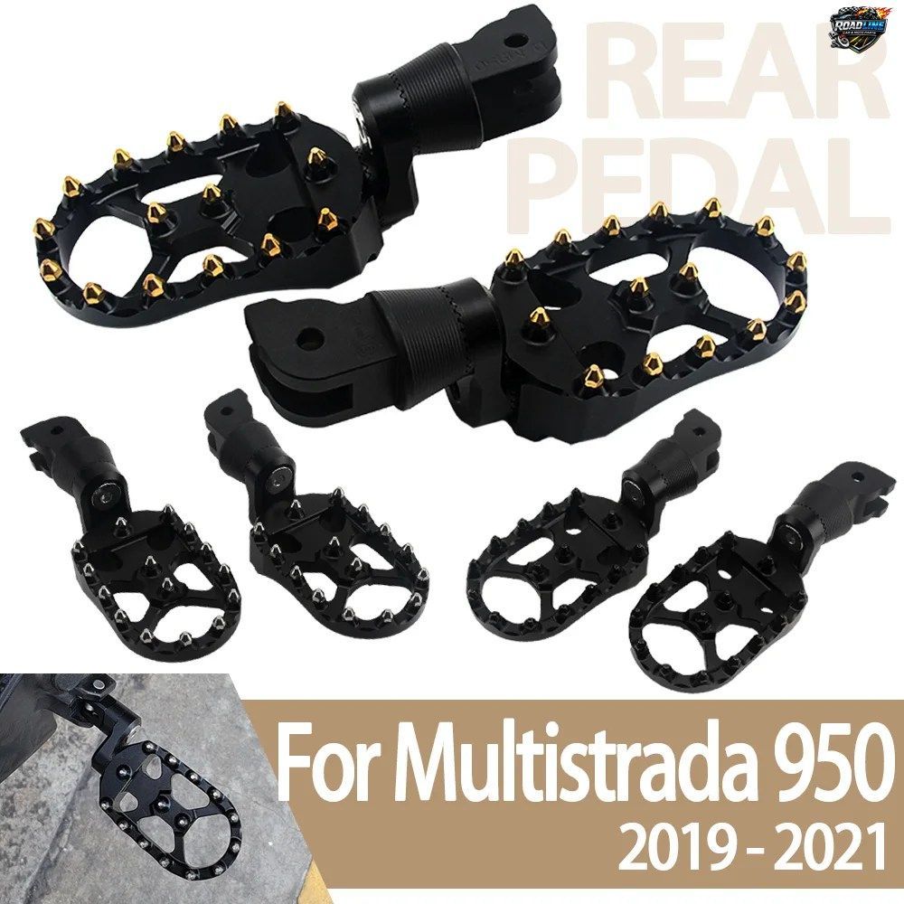 オートバイ用フロント/リアフットレスト調整可能延長ローダウンフットペグ回転式フットペグ（DUCATI MULTISTRADA 950 RVE SP 2019-21用）