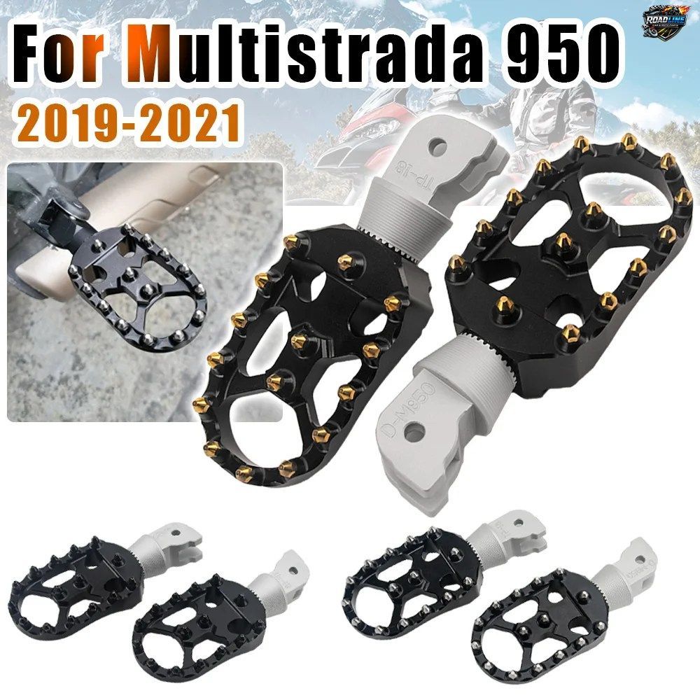 ドゥカティ ムルティストラーダ 950SP 19-21 950 950RVE 用モーターサイクルフットペグ、調整可能なフロントライダーペグ、回転可能なパッ