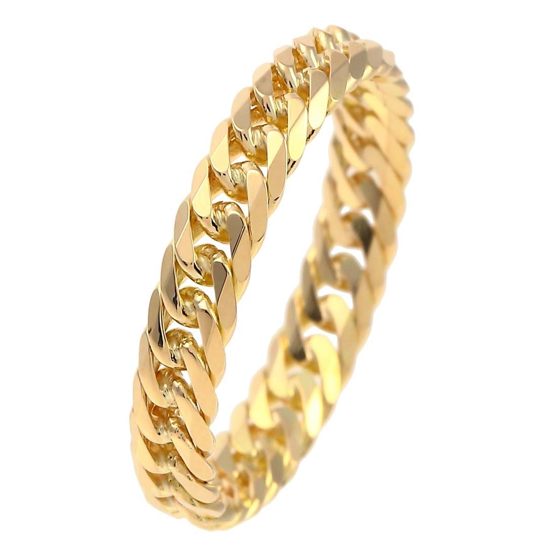 [FAIRY CULLET] [フェアリーカレット] 18金リング K18 6面W喜平リング 細め 日本製 (12号、内径16.5mm 外径19.6mm)
