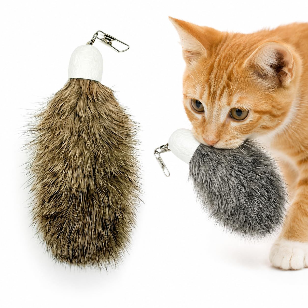 ZAYLUMO 猫じゃらし 交換用 2個セット 天然ウサギ毛 猫おもちゃ