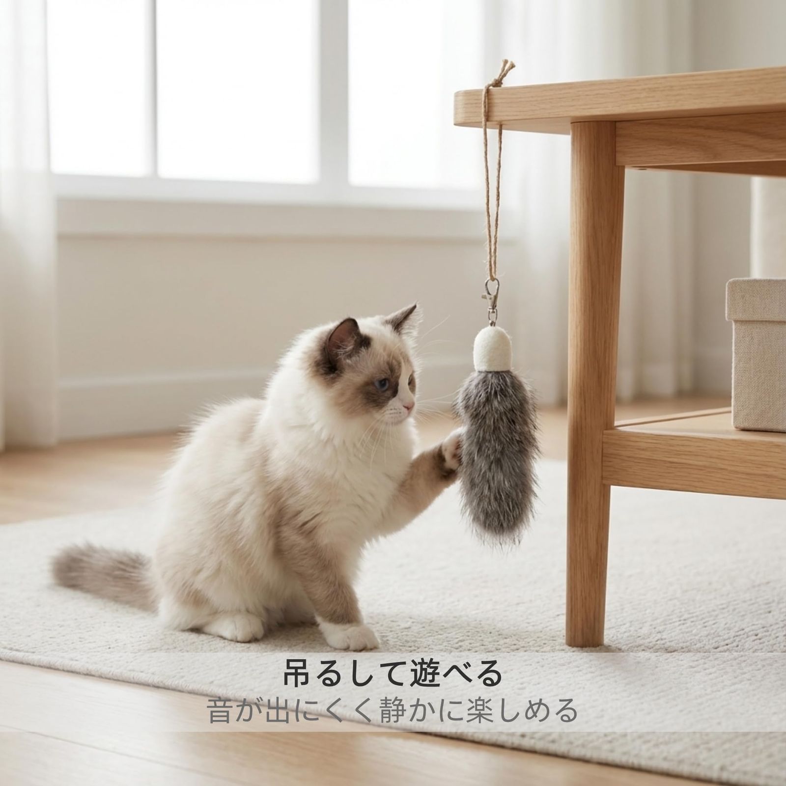 ZAYLUMO 猫じゃらし 交換用 2個セット 天然ウサギ毛 猫おもちゃ