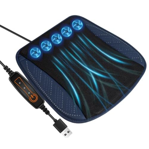 【新品】シートクーラー USB給電 シートベンチレーション 車クールシート カーシート 5個強力ファン 3段階風量調節 クールカーシート 車 冷却シート ベンチレーションシート (ブルー) f4991c4e