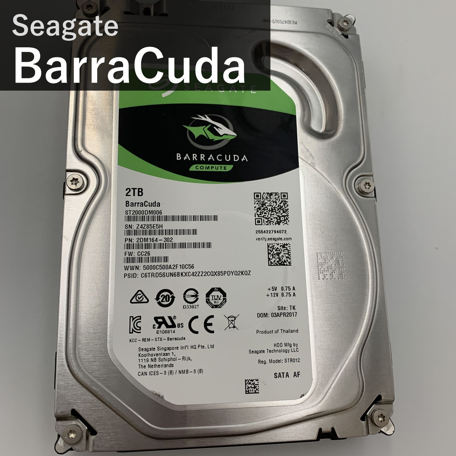 Seagate シーゲイト BarraCuda バラクーダ ST2000DM006 内蔵HDD 3.5インチ 2TB SATA 6Gb/s 7200rpm 64MB ハードディスク 内蔵型 デスクトップPC用 高速 大容量