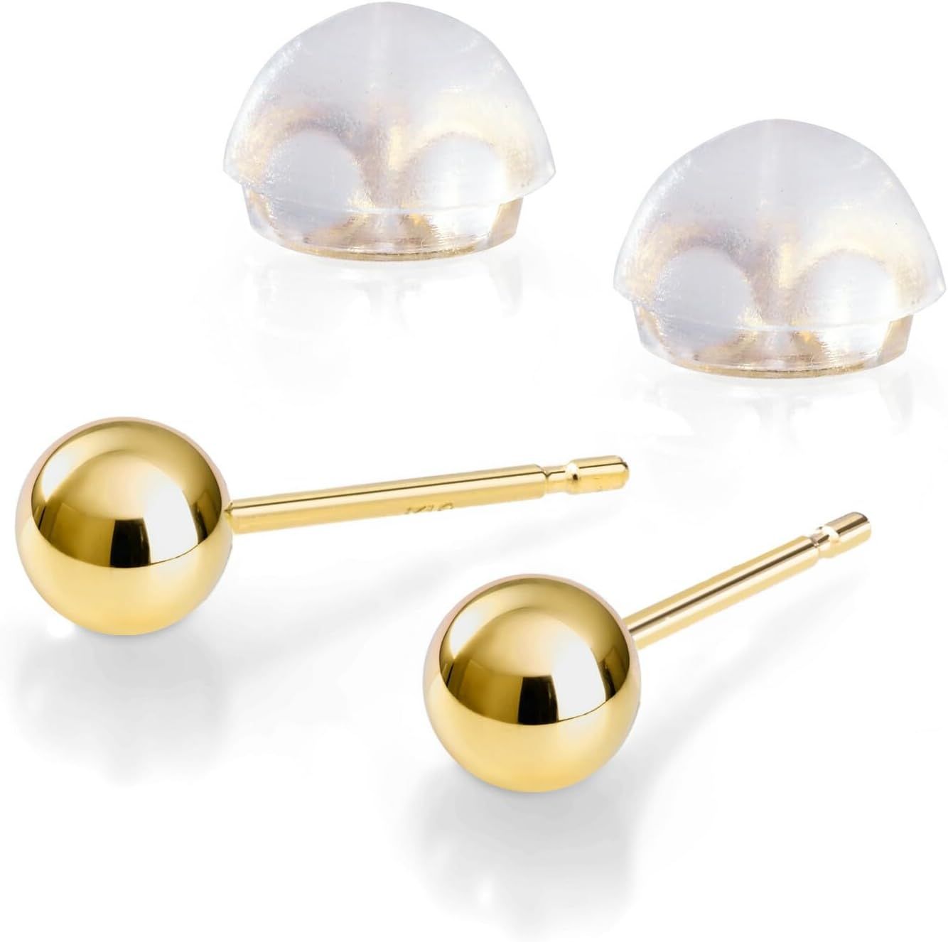 2PIECES プラチナ K18 18金 ボールピアス 丸玉ピアス シンプル ジュエリー pi0624 上品 輝き 耳元 光の粒 セカンドピアス【【両耳用】4mm イエローゴールド (K18地金)】