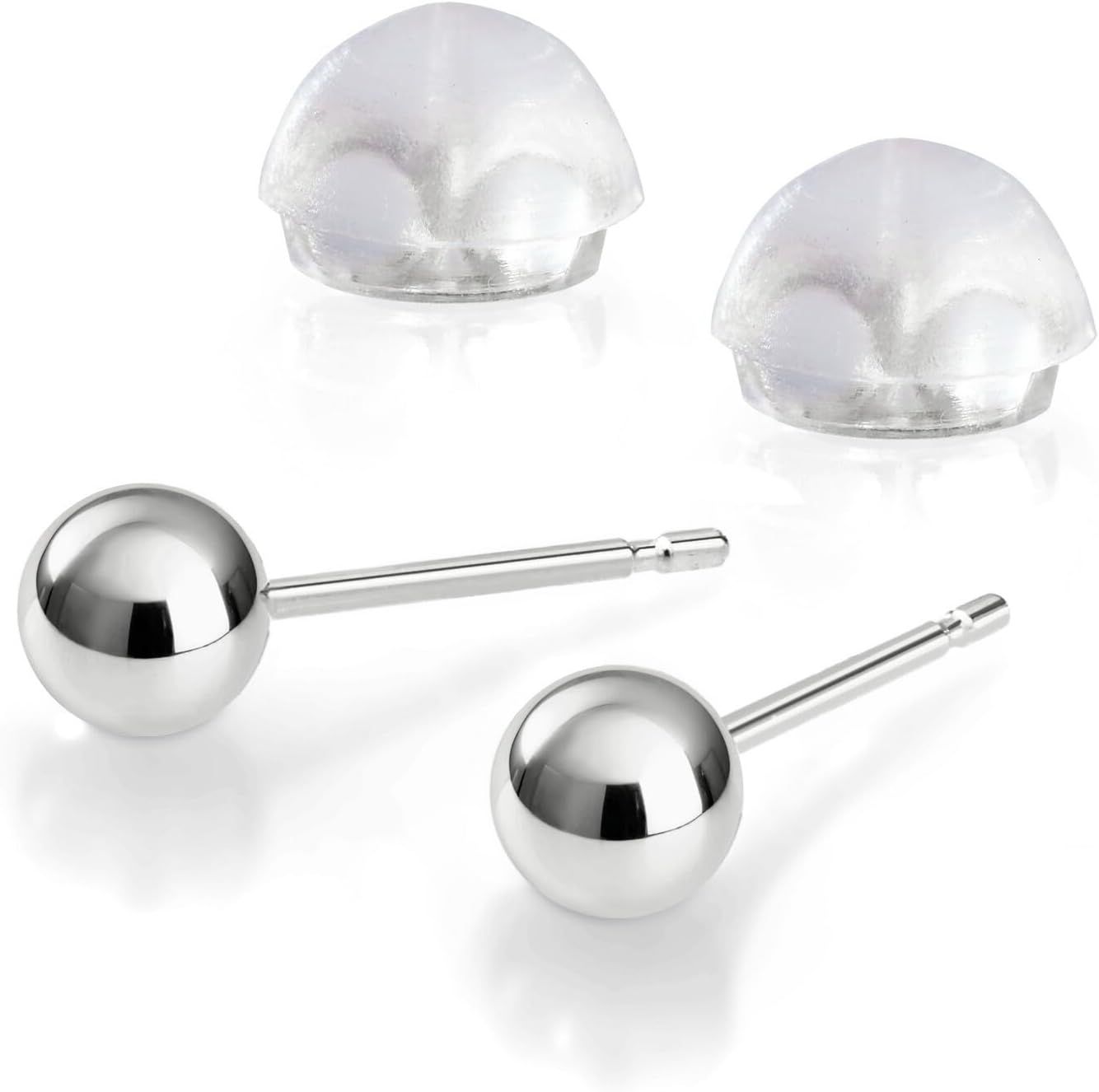 プラチナ K18 18金 ボールピアス ジュエリー シンプル 丸玉ピアス pi0624【【両耳用】4mm プラチナ (Pt900地金)】