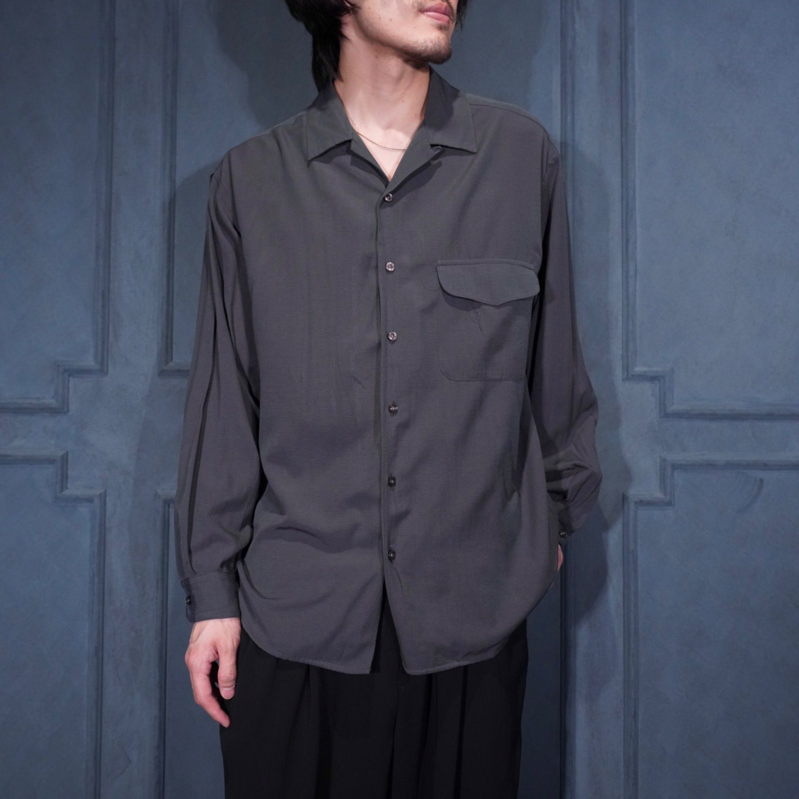 USA VINTAGE PERRY ELLIS OPEN COLLAR RAYON SHIRT/アメリカ古着ペリーエリスオープンカラーレーヨンシャツ