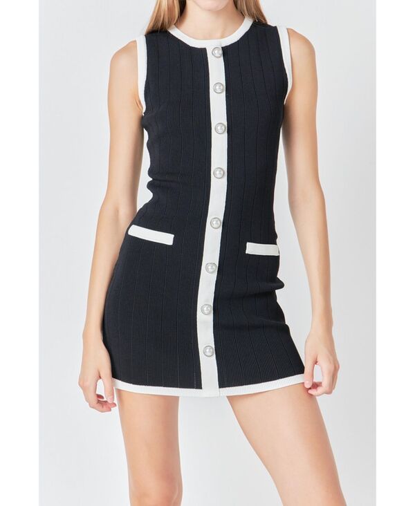 エンドレスローズ レディース トップス ワンピース ニット endless rose Womens COLOR BLOCK KNIT DRESS Black ブラック