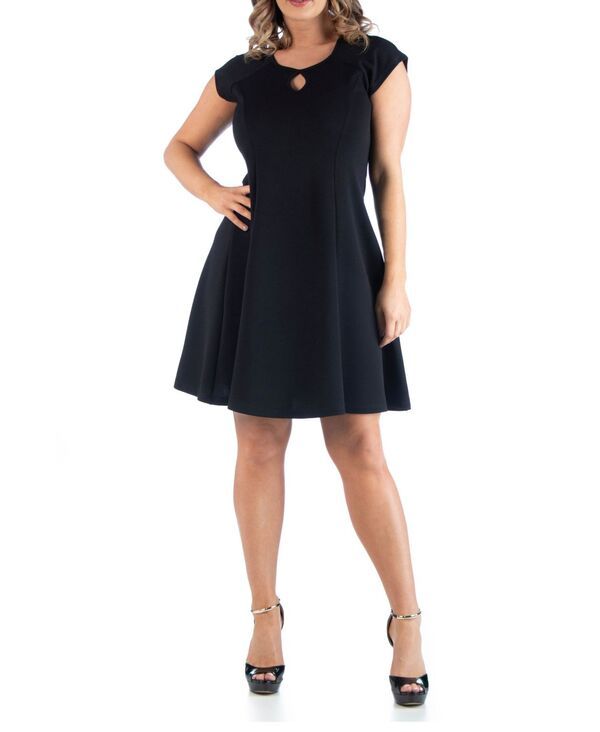 24 セブンコンフォート レディース トップス ワンピース プラスサイズ 24seven Comfort Apparel Plusize Keyhole Neck Dress Black ブラック 13,125円