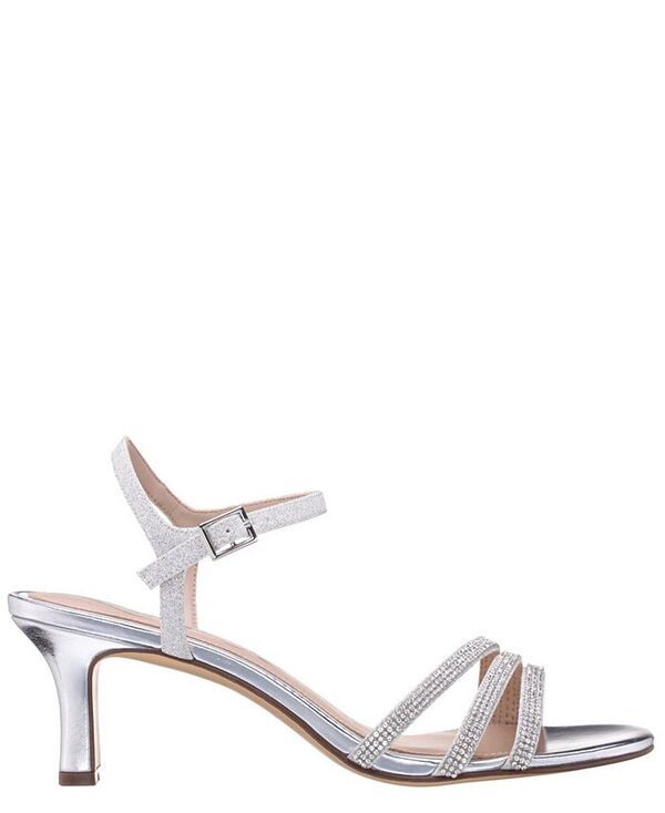 ニナ レディース シューズ サンダル アシンメトリー ヒール Nina Womens Bettany Mid Heel Crytal Asymmetrical Straps Silver シルバー