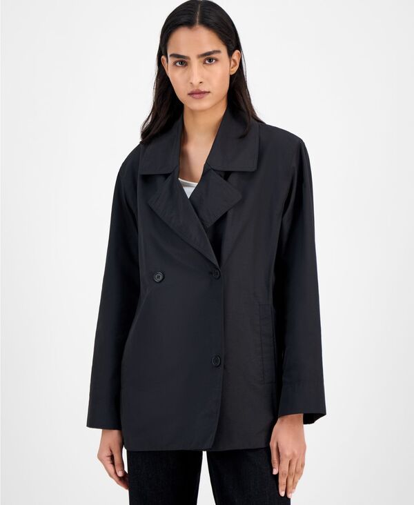 エイリーンフィッシャー レディース アウター ジャケット・ブルゾン プチ Eileen Fisher Petite Notch Collar Shortrench Jacket Black ブラック