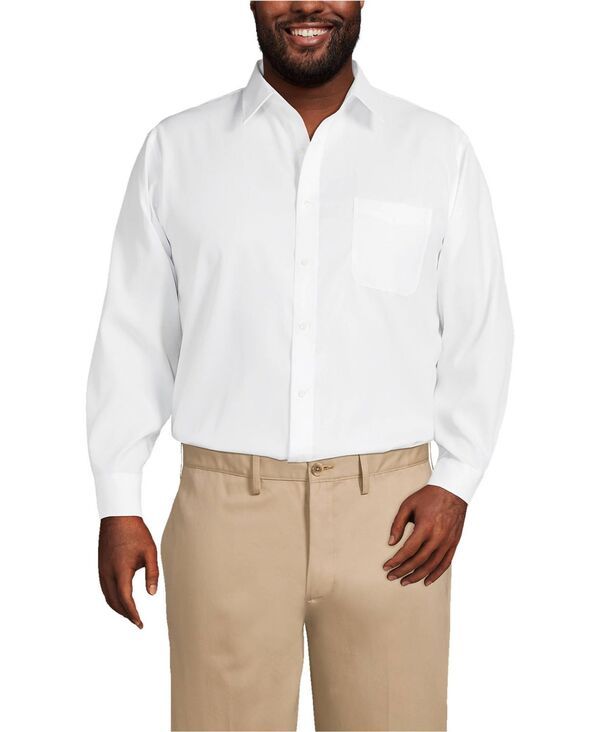 ランズエンド メンズ トップス シャツ トール Lands End Big Tall Traditional Fit Solid No Iron Supima Pinpoint Straight Co