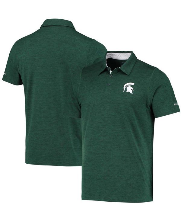 コロンビア メンズ トップス ポロシャツ Columbia Mens Green Michigan State Spartans Tech Trail Space Dye OmniShade Polo