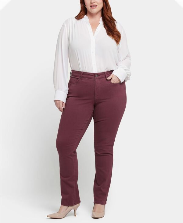 エヌワイディージェイ レディース ボトムス デニムパンツ プラスサイズ ジーンズ NYDJ Plus Size Marilyn Straight Pull On Jeans Dark Cherry