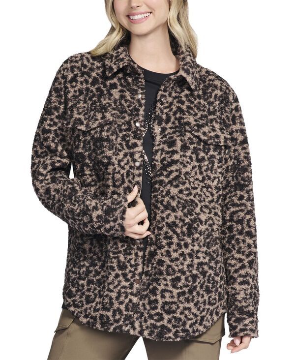 スケッチャーズ レディース アウター ジャケット・ブルゾン Skechers Womens OnTheGo Cheetah Sherpa Shacket Cheetah